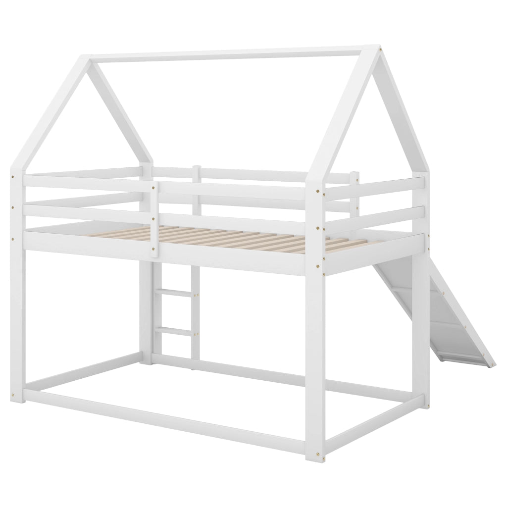LETTO A CASTELLO a casetta 90x200 cm con scivolo e scala Bianco