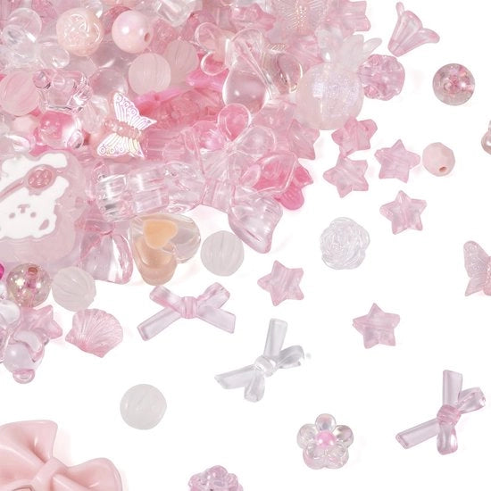 Acquario Acrilico 100g - Colori Rosa Mista - Opaco/Translucido - Filo per Creazione di Gioielli - Diametro: 1,2 ~ 4 mm - Materiale di Alta Qualità