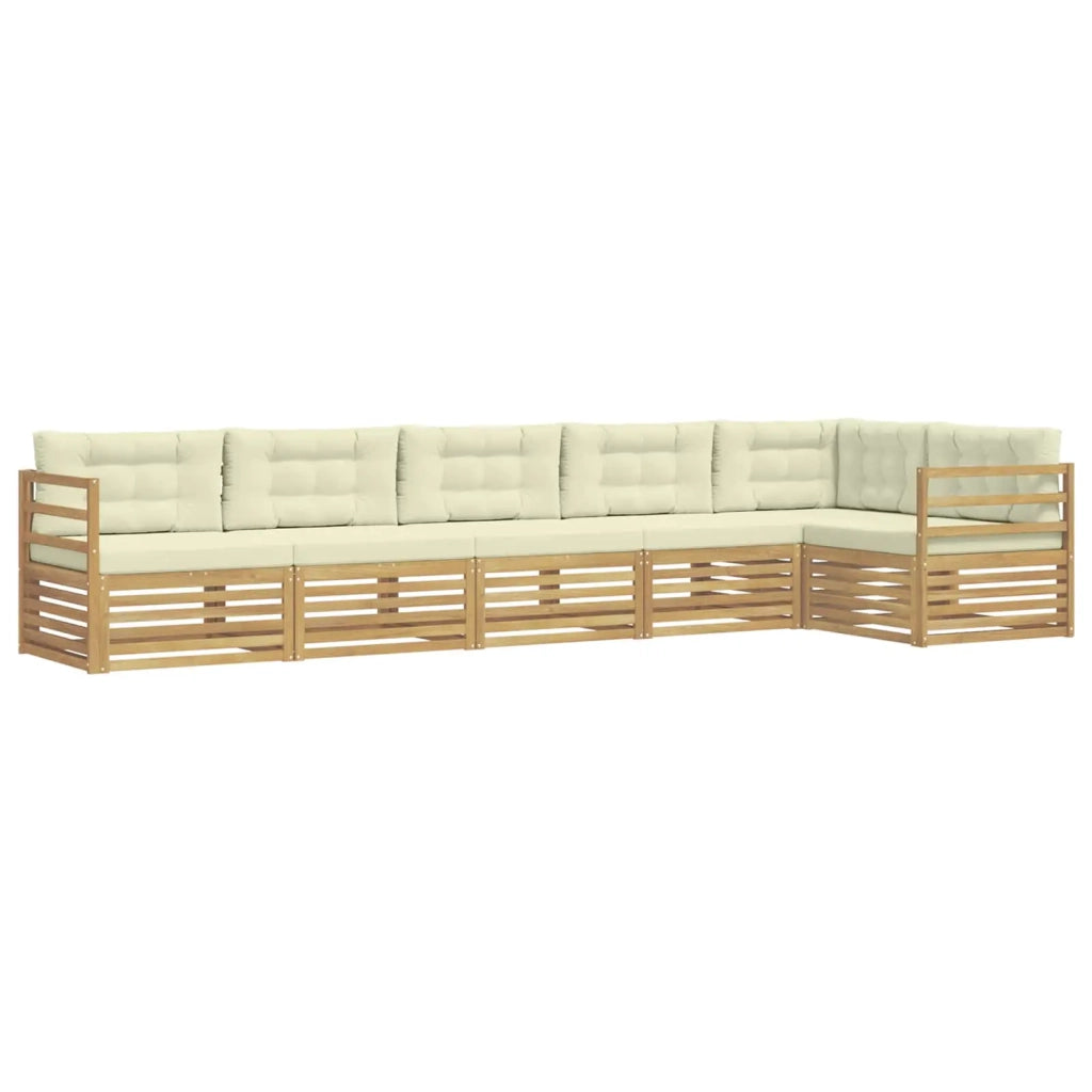 Set di divani da esterno 6 pz Bianco e Crema Poliestere 3390545