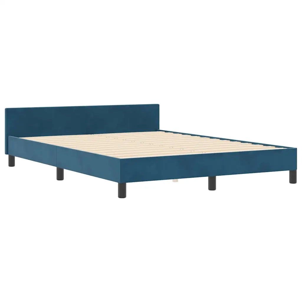 Letto a molle con testiera Blu Scuro 180 x 200 cm Velluto