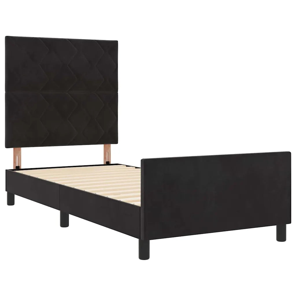 Letto a molle con testiera Nero 100 x 200 cm Velluto