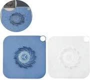 Due pezzi di intercettore di pelo per doccia - 28x28 cm - Blu e bianco