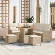 Set Divano da Giardino con cuscino 8 pcs Beige polyrattan