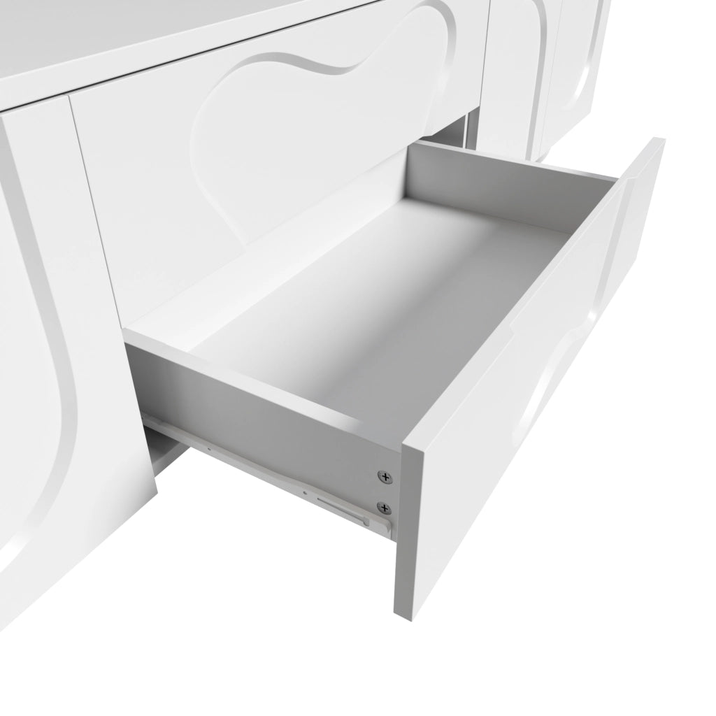 Mobile TV 180 cm con Gambe in Legno ¨C MINIMAL ¨C Bianco, Soggiorno
