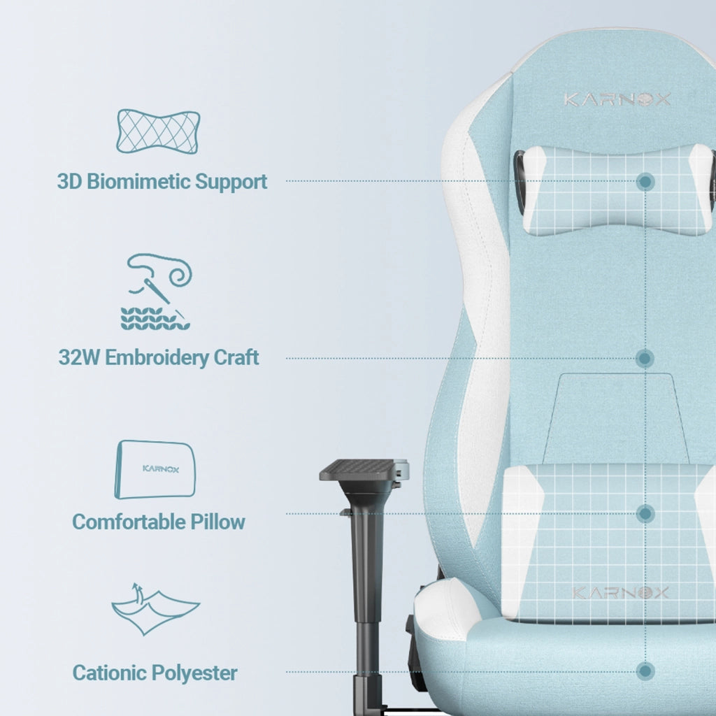 Sedia da gaming ergonomica KORNOX in tessuto con poggiapiedi per adulti, sedia da ufficio con schienale alto, sedia da gaming da corsa in tessuto rego
