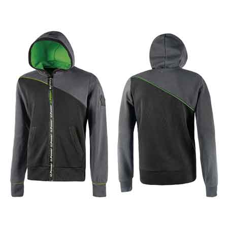 FELPA FULL ZIP 'JUPITER' GRIGIO/VERDE Tg. S - UPOWER