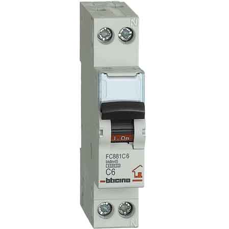 INTERRUTTORE MAGNETOTERMICO COMPATTO BTICINO 1P+N Corrente 20A - BTICINO