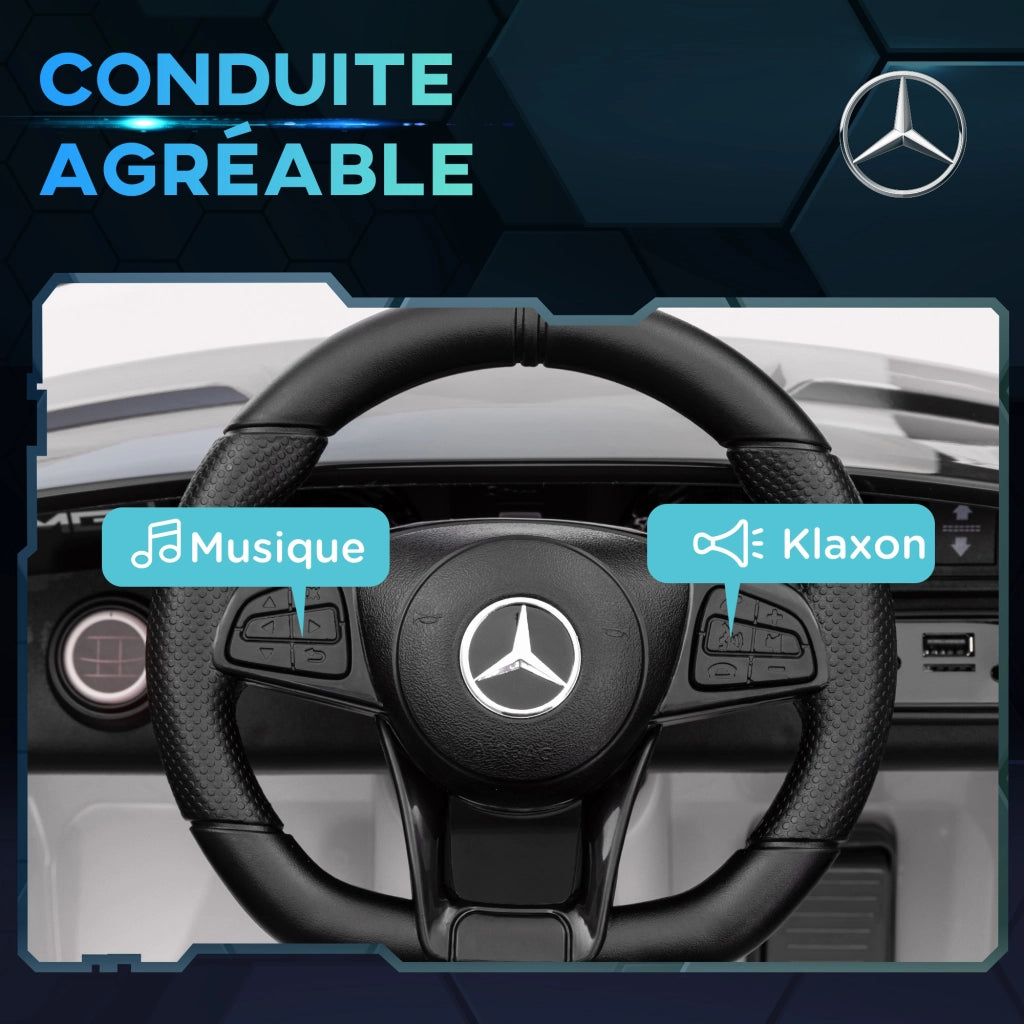 Auto elettrica per bambini Mercedes-Benz AMG GTR 12V telecomando 2.4G ¨C zephmum ¨C 108x67x46 bianco