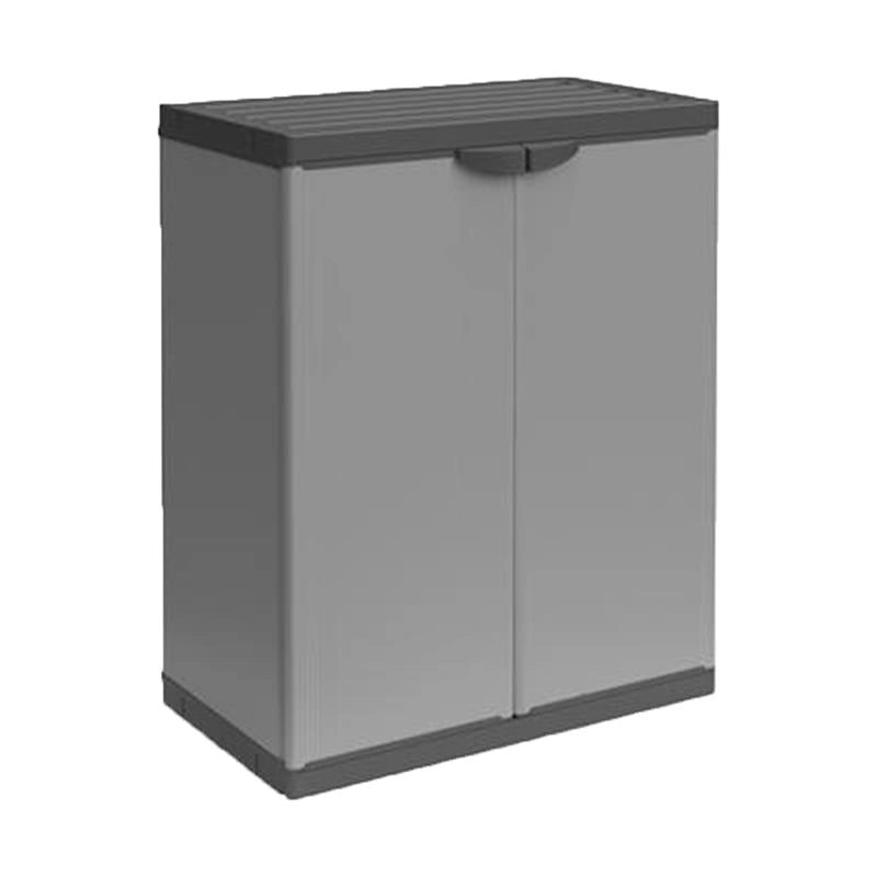 ARMADIO BASSO IN RESINA CON RIPIANI 2 ANTE PER INTERNO E ESTERNO 68X40X85 CM