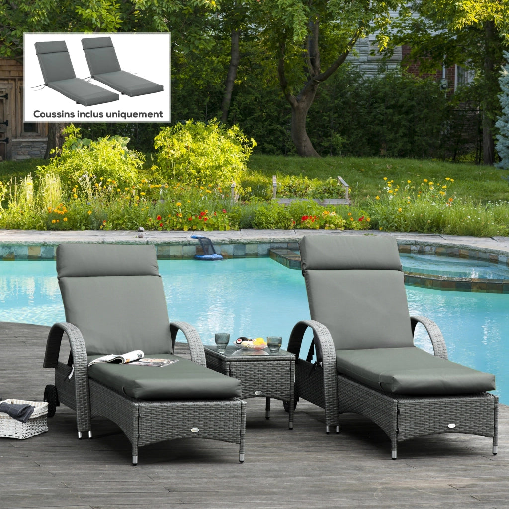 Cuscini per Chaise Longue ¨C Minimal ¨C Grigio Scuro 196x55 cm