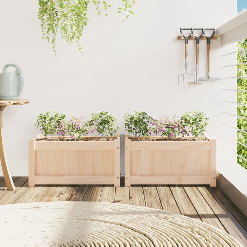 Fioriere da Giardino 2 pz in Legno Massello di Pino 837440