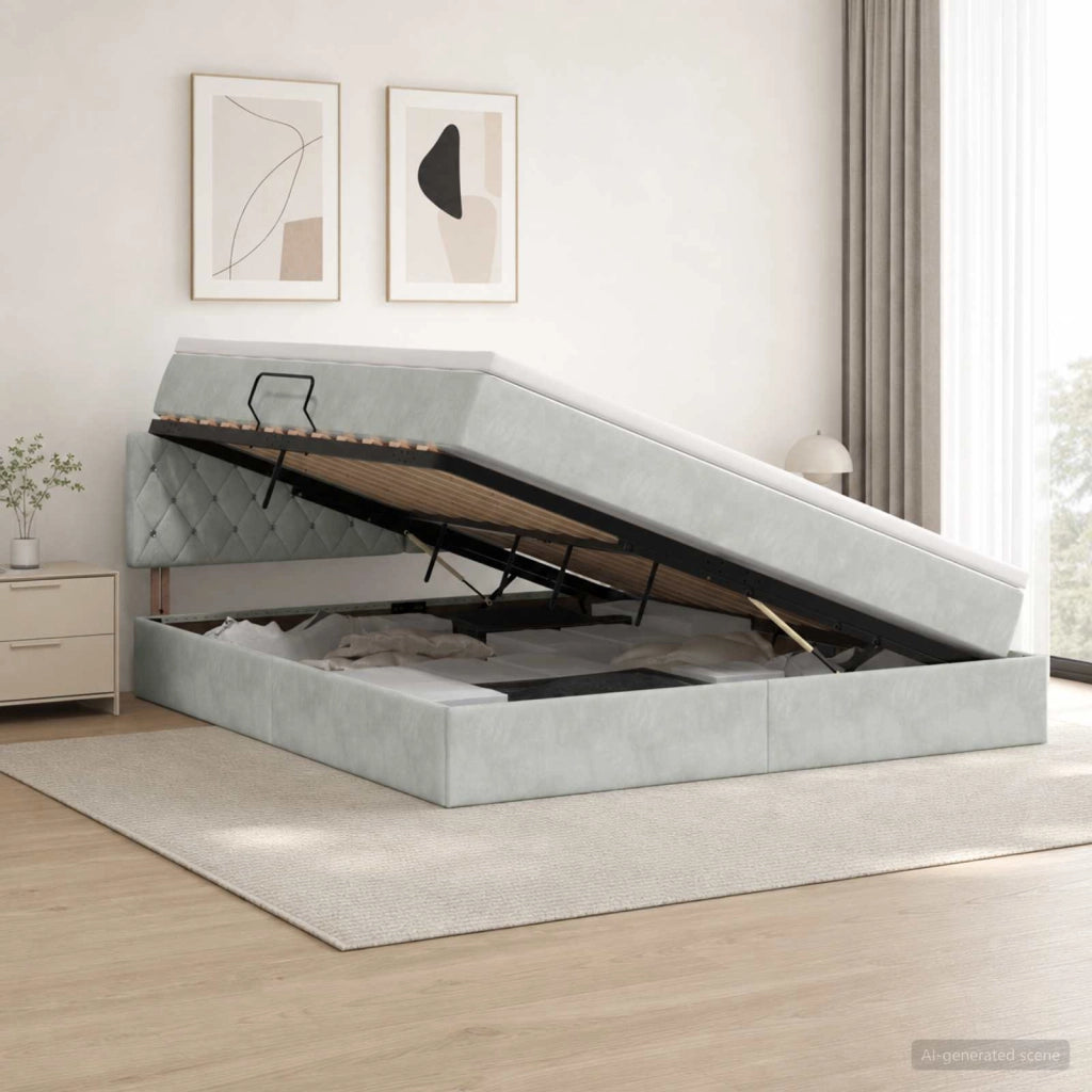 Letto con contenitore LED e materasso Grigio Chiaro 3459204