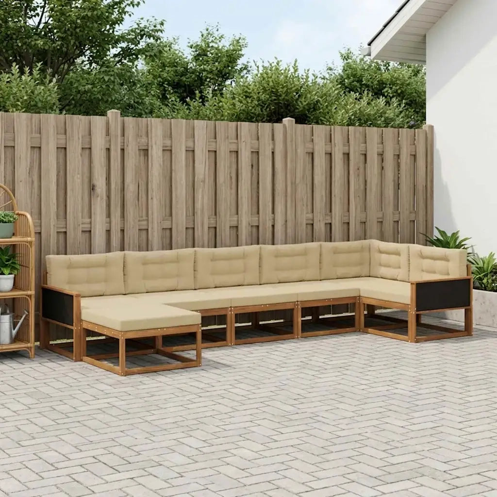 Set di divani da esterno con cuscino 7 pcs Naturale e Beige 3382736