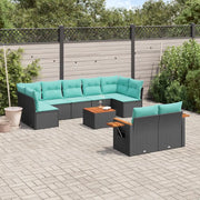 Set Divani da Giardino 10 pz con Cuscini Nero in Polyrattan 3227135