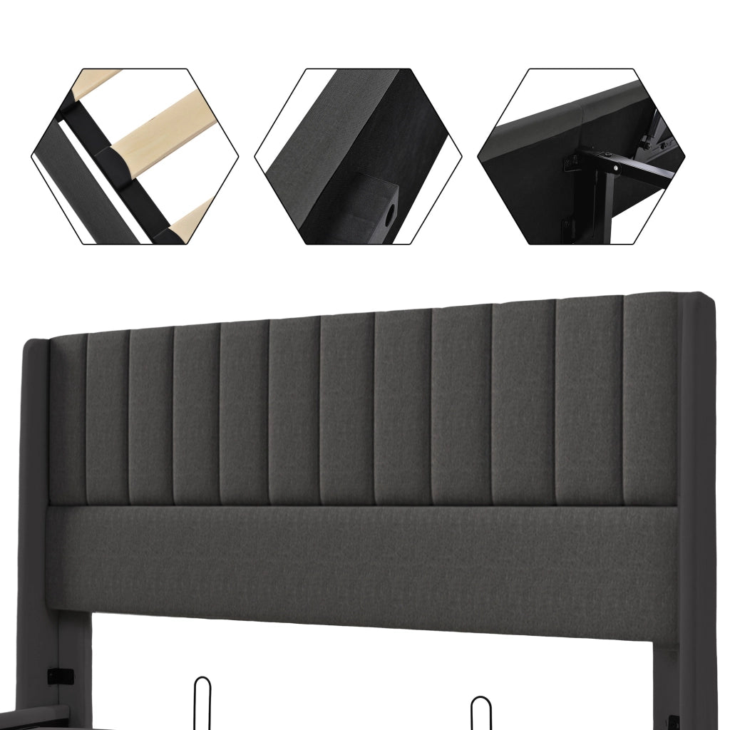 letto imbottito lino grigio 160x200 cm