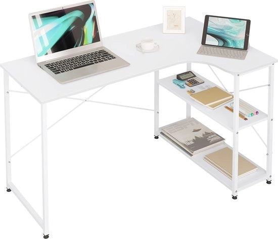 Bureau a forma L con 2 pannelli - Tavolo spaziale per computer e gaming per ufficio e casa