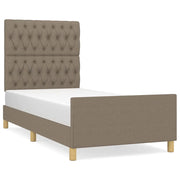 Letto singolo | Letto per adulti | Giroletto senza Materasso Tortora 90x200 cm Tessuto