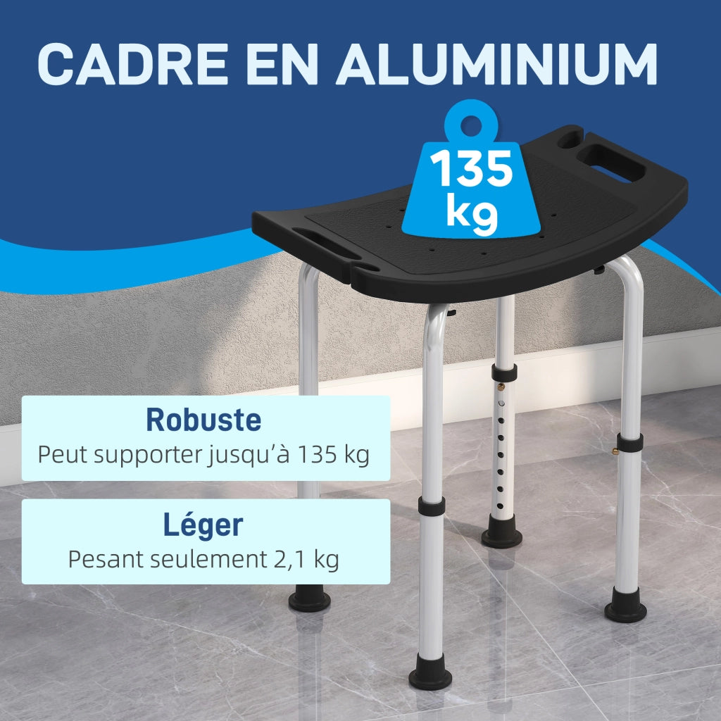 Sgabello doccia regolabile ¨C Xylo ¨C altezza regolabile, antiscivolo, nero