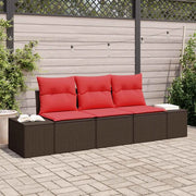 Set di divani con cuscino 3 pcs Marrone polyrattan 3346924