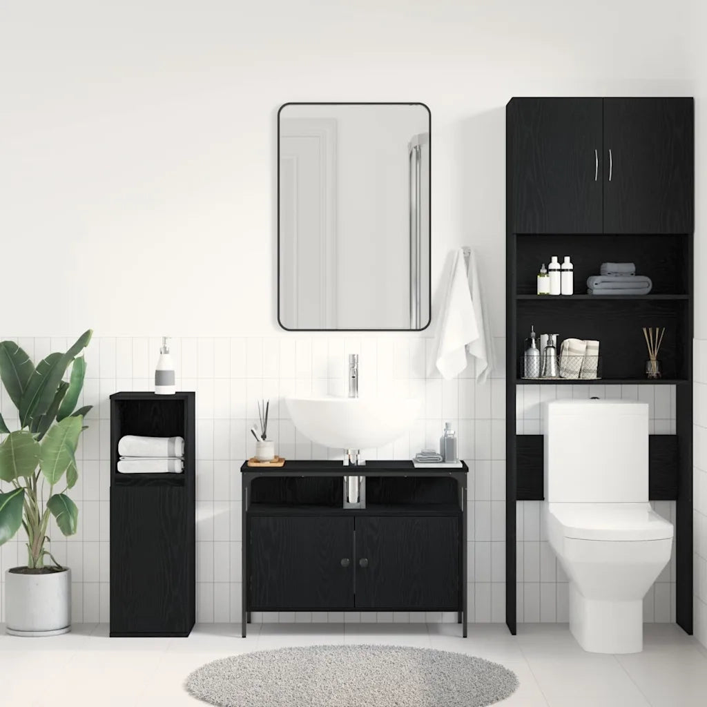 Armadio per Lavabo da Bagno Rovere nero 80 x 30 x 60 cm 862237