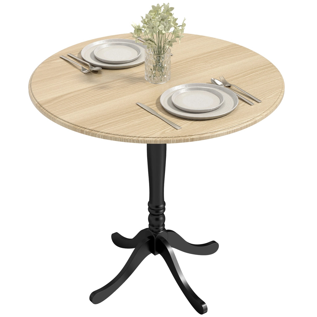 Tavolo da pranzo rotondo 4 persone ? 80 cm ¨C Xylo ¨C legno naturale e nero, gambe in acciaio
