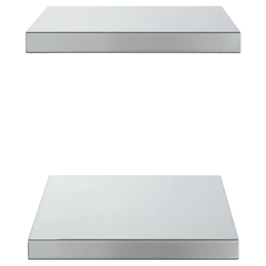 2 pz Mensole a Muro | Scaffale Parete | Ripiano a parete 50x30 cm Argento in Acciaio Inossidabile