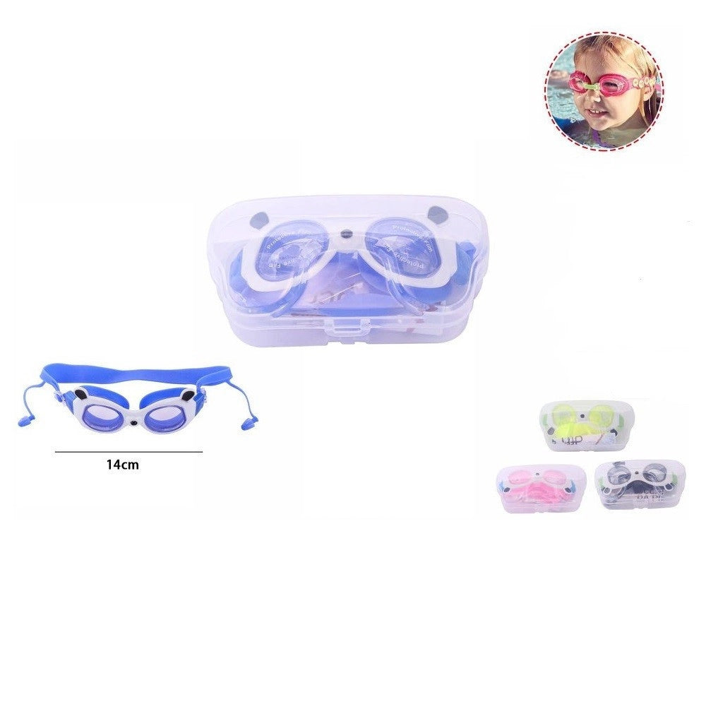 Trade Shop - Occhialini Occhiali Nuoto Con Tappi Piscina Mare Sport Estate Bambini 14cm 71558 -