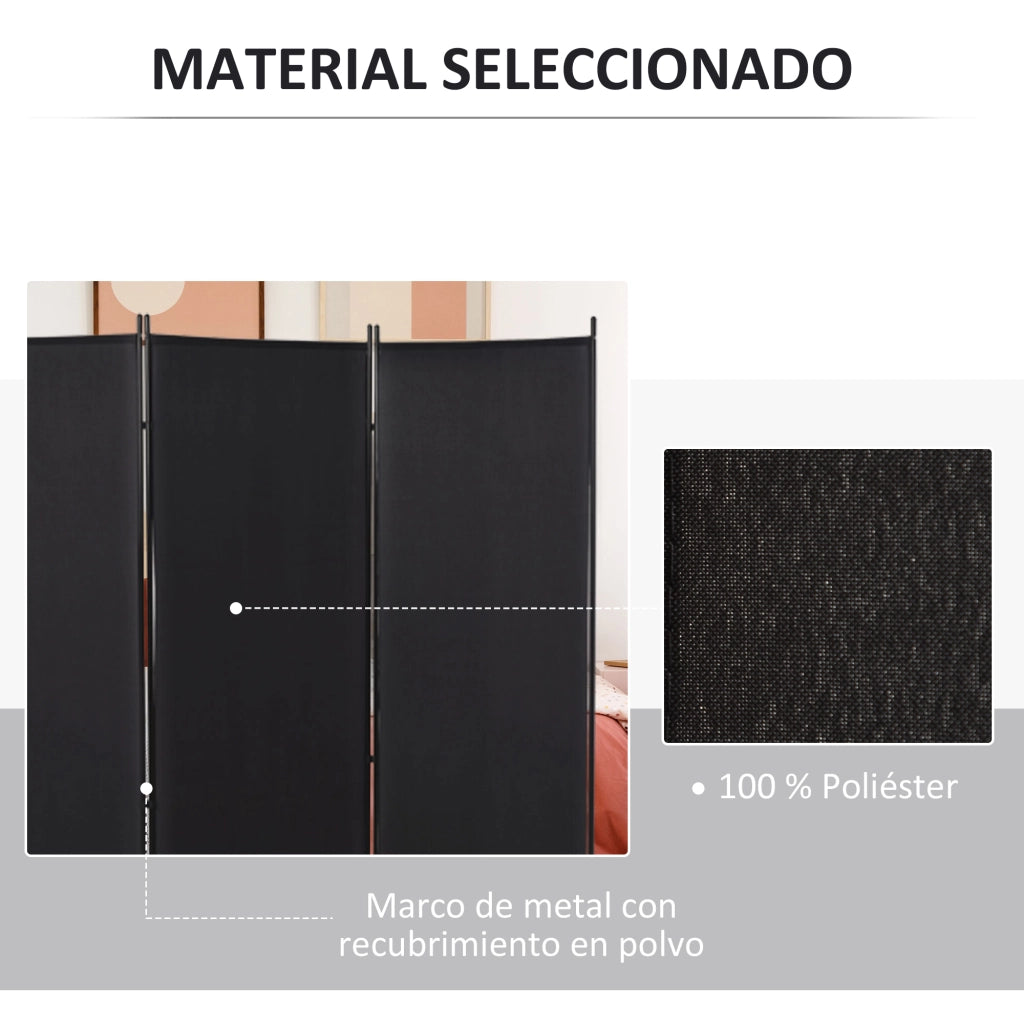Biombo Separatore 3 Pannelli ¨C zephmum ¨C Nero 253x50x182 cm