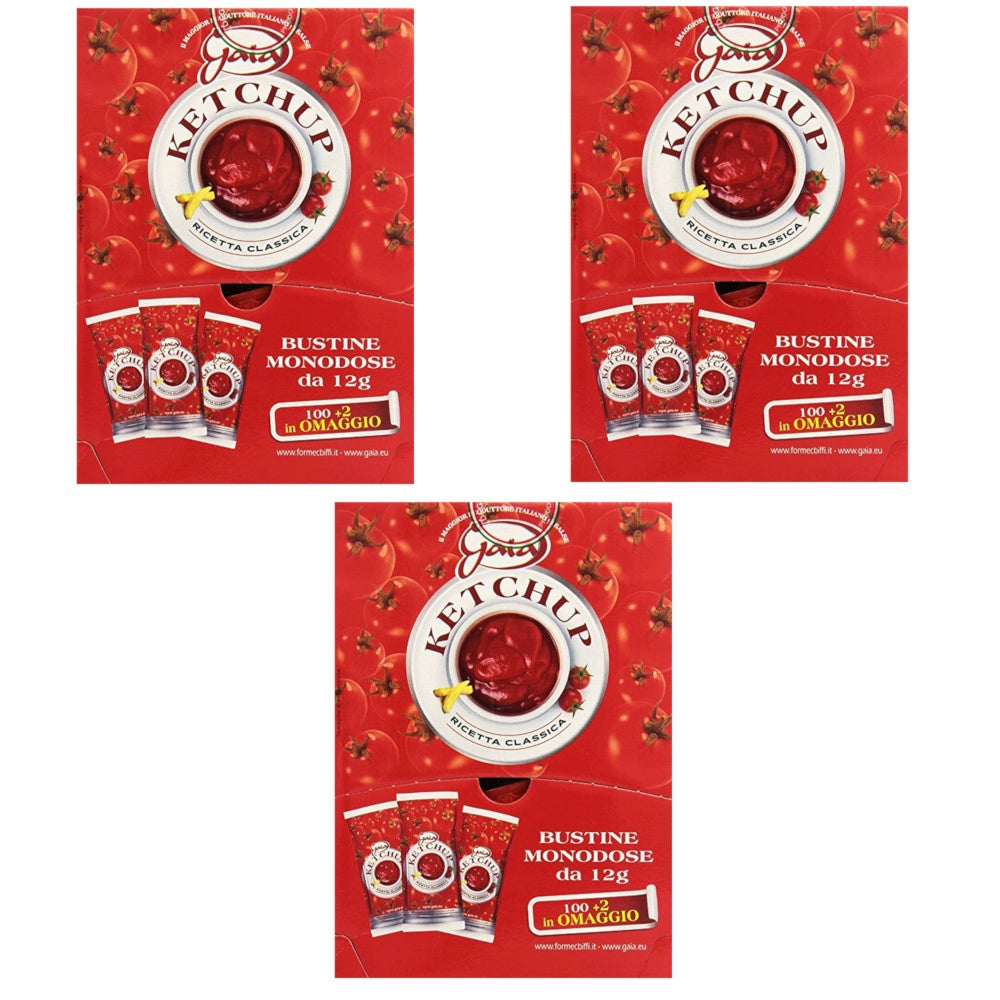 Gaia ketchup multipack 3 confezioni 306 bustine da 12 grammi