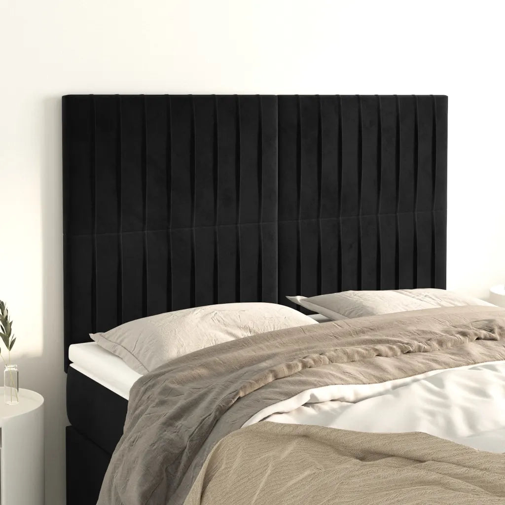 Testiera Nera 144x5x118/128 cm Velluto