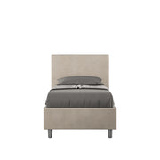 BS COM Letto singolo con rete imbottito 90x200 microfibra sabbia