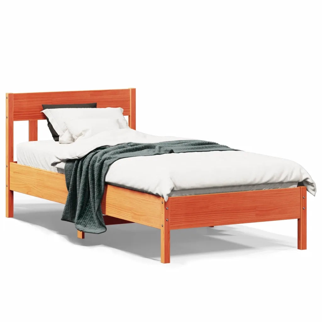 Letto senza Materasso Marrone Cera 100x200 cm in Legno di Pino 842657