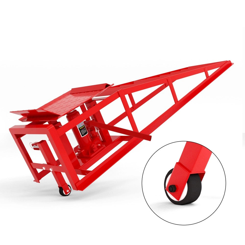 Set 2 Rampe di Sollevamento Idrauliche con Ruote 5T ¨C Xylo ¨C Altezza 23-36 cm, Rosse