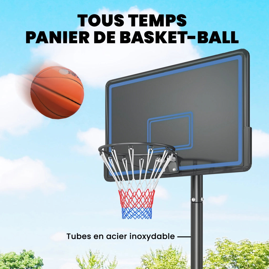 Canestro da Basket Regolabile 1,35-3,05 m ¨C Xylo ¨C Con Ruote e Base Zavorrabile, Blu