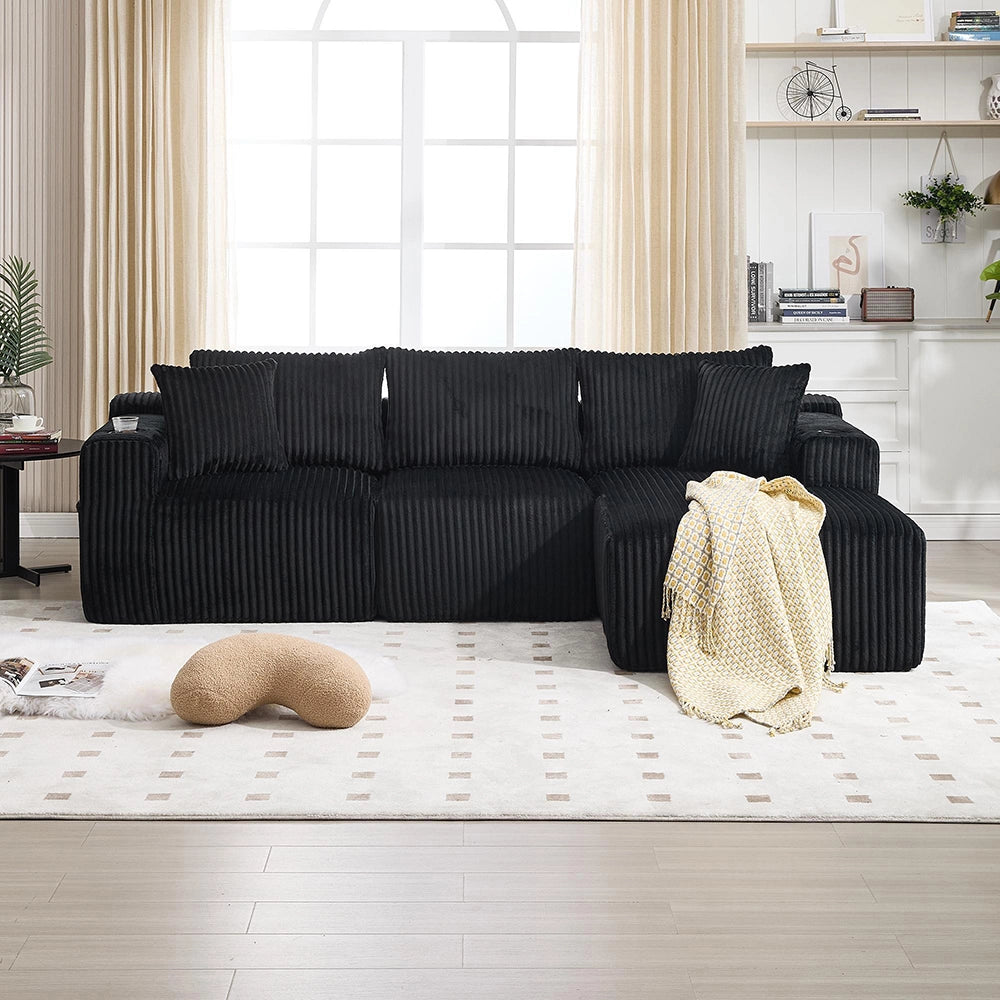 Set modulare divano - Xylo - 2 posti + chaise longue, velluto