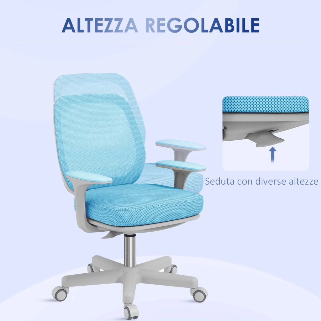 Sedia da Ufficio Ergonomica Reclinabile ¨C zephmum ¨C Azzurra 55x48x82.5-94.5 cm
