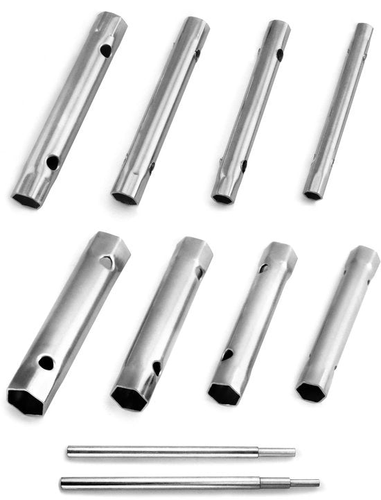 Set di chiavi a stella a 10 pezzi - Chiave a stella per candele - Acciaio zincato - Misure metriche 6 x 7-20 x 22 mm - Per uso meccanico