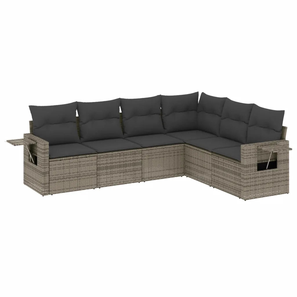 Set Divano da Giardino 6 pz con Cuscini Grigio in Polyrattan 3220209