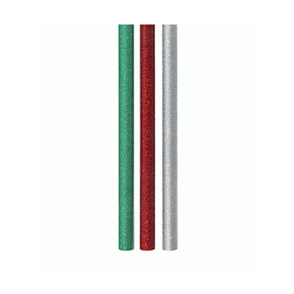 colla termoincollante a caldo stick 12x150 6 pezzi 2argento 2 rossi 2 verdi