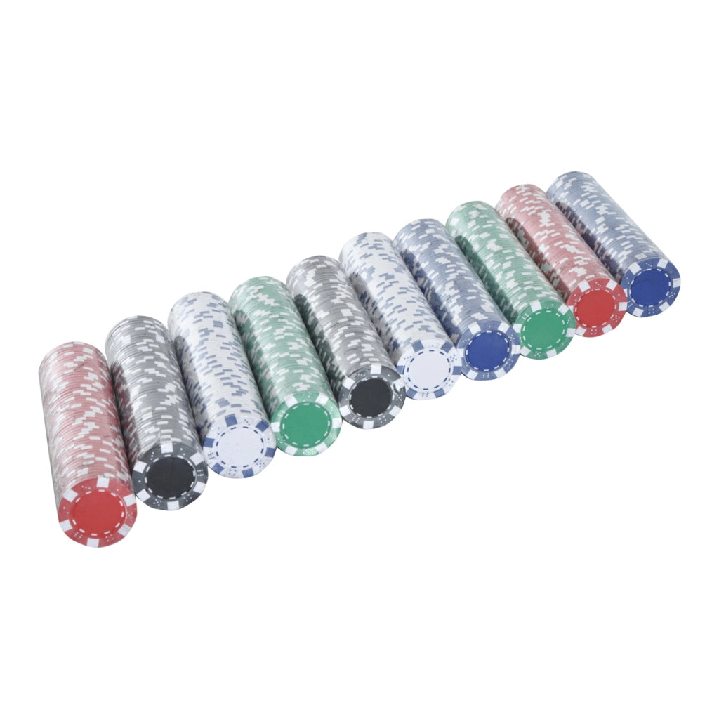 Set da Poker Completo ¨C Minimal ¨C 500 gettoni, 2 mazzi carte, 5 dadi, bottone dealer, 2 chiavi