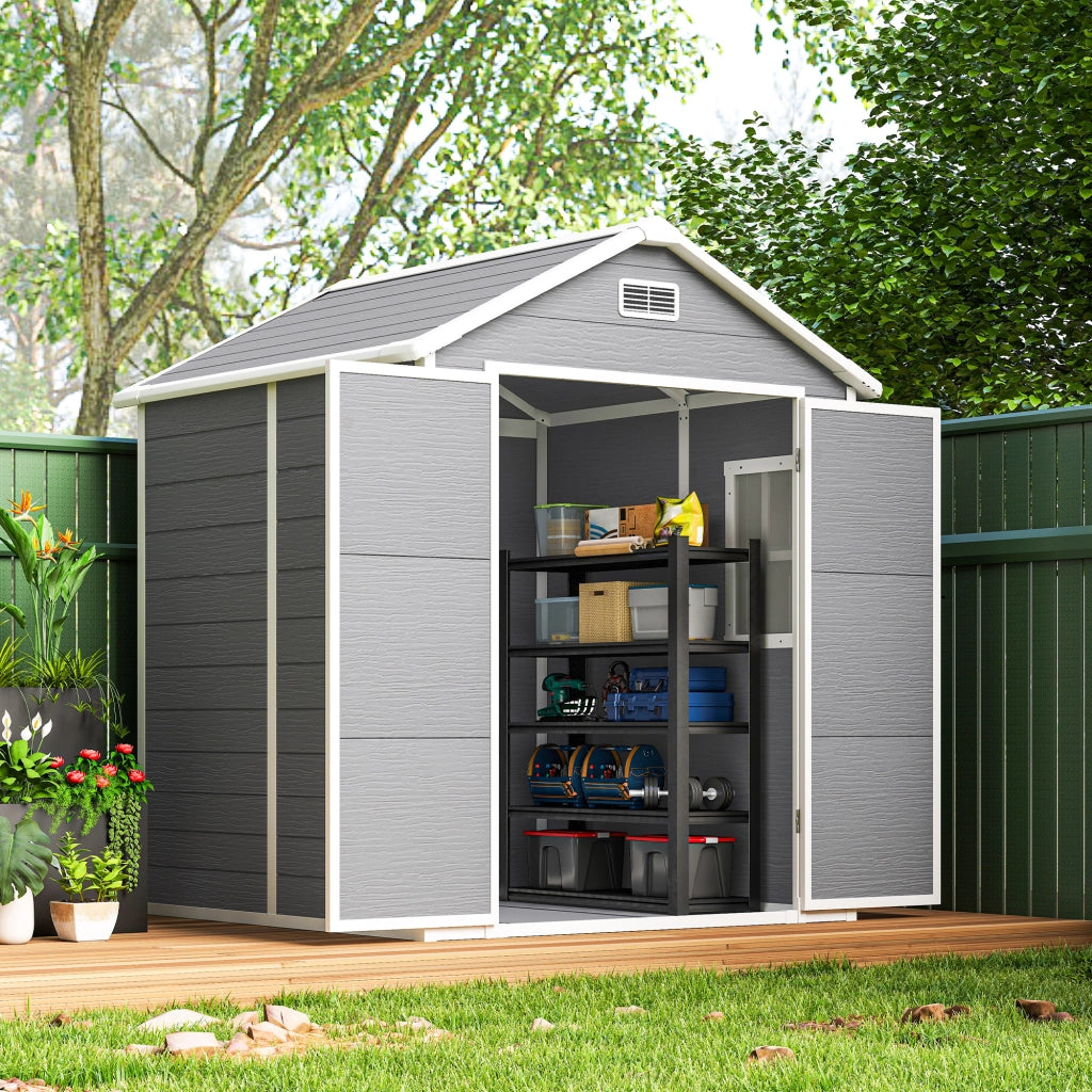 Casetta da giardino in resina ¨C Xylo ¨C 2,7 m2 grigio con pavimento 240x190x228 cm