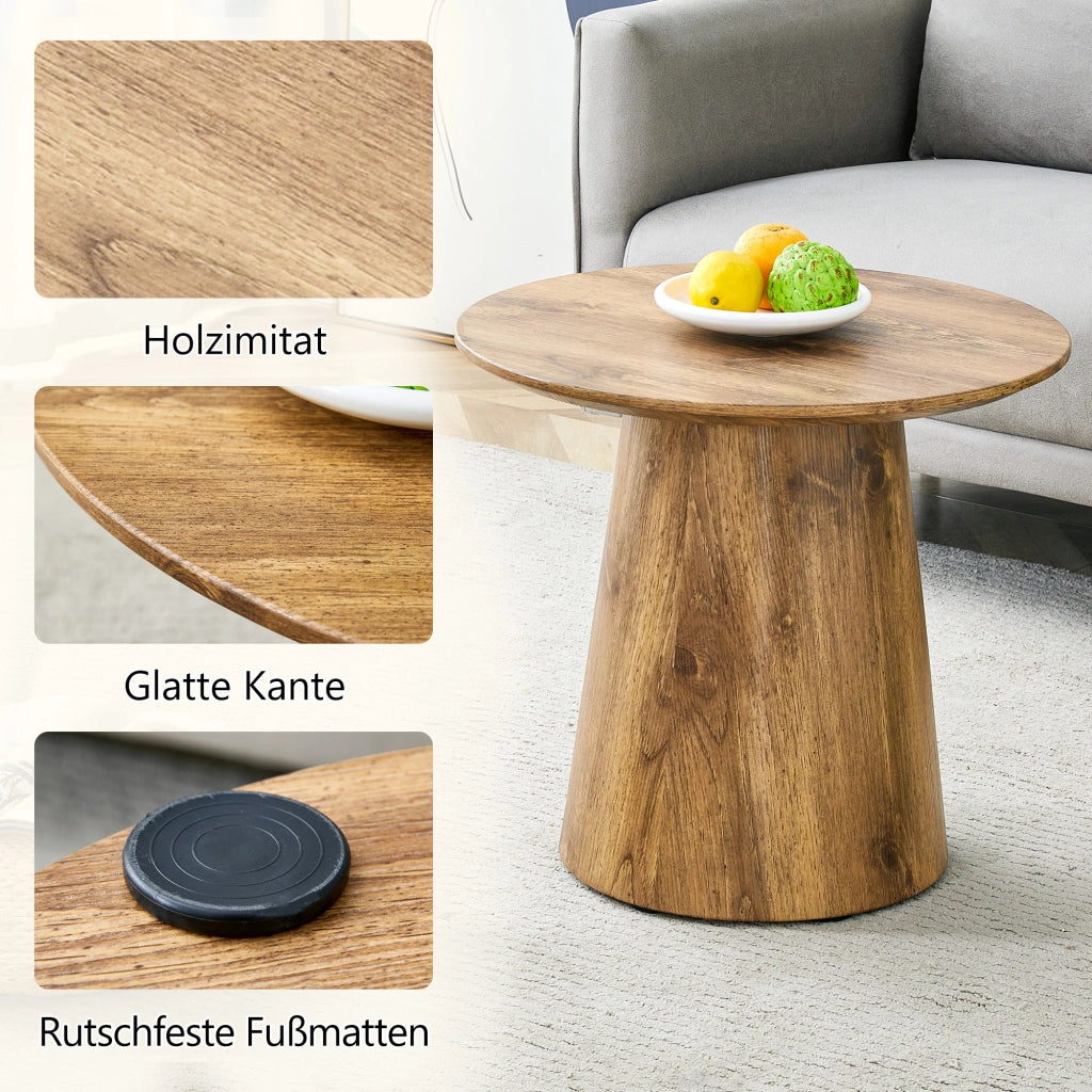 Tavolino rotondo in MDF effetto legno naturale ¨C 50 cm di diametro, 48 cm di altezza. Con rivestimento in laminato effetto legno di alta qualit¨¤ ¨C ide