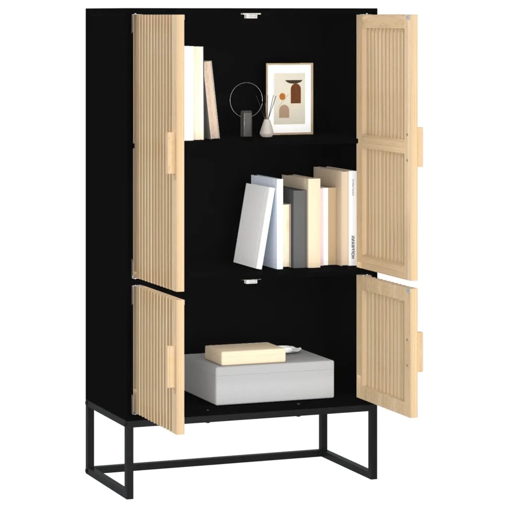 Credenza Nera 70x35x125 cm in Legno Multistrato 352140