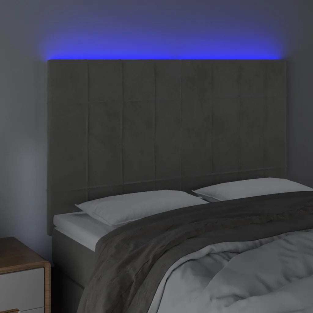 Testiera | Testata a LED Grigio Chiaro 144x5x118/128 cm in Velluto