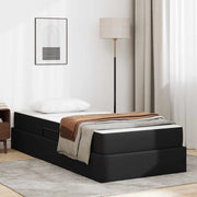 Letto con contenitore e materasso 2 pcs Nero Pelle