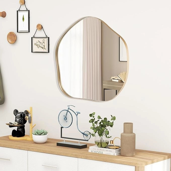 Specchio da Parete 75x70 cm, Specchio da Bagno a Forma Irregolare con Base Posteriore Premium, Specchio Decorativo per Soggiorno Ingresso Bagno (75 x 70 cm)