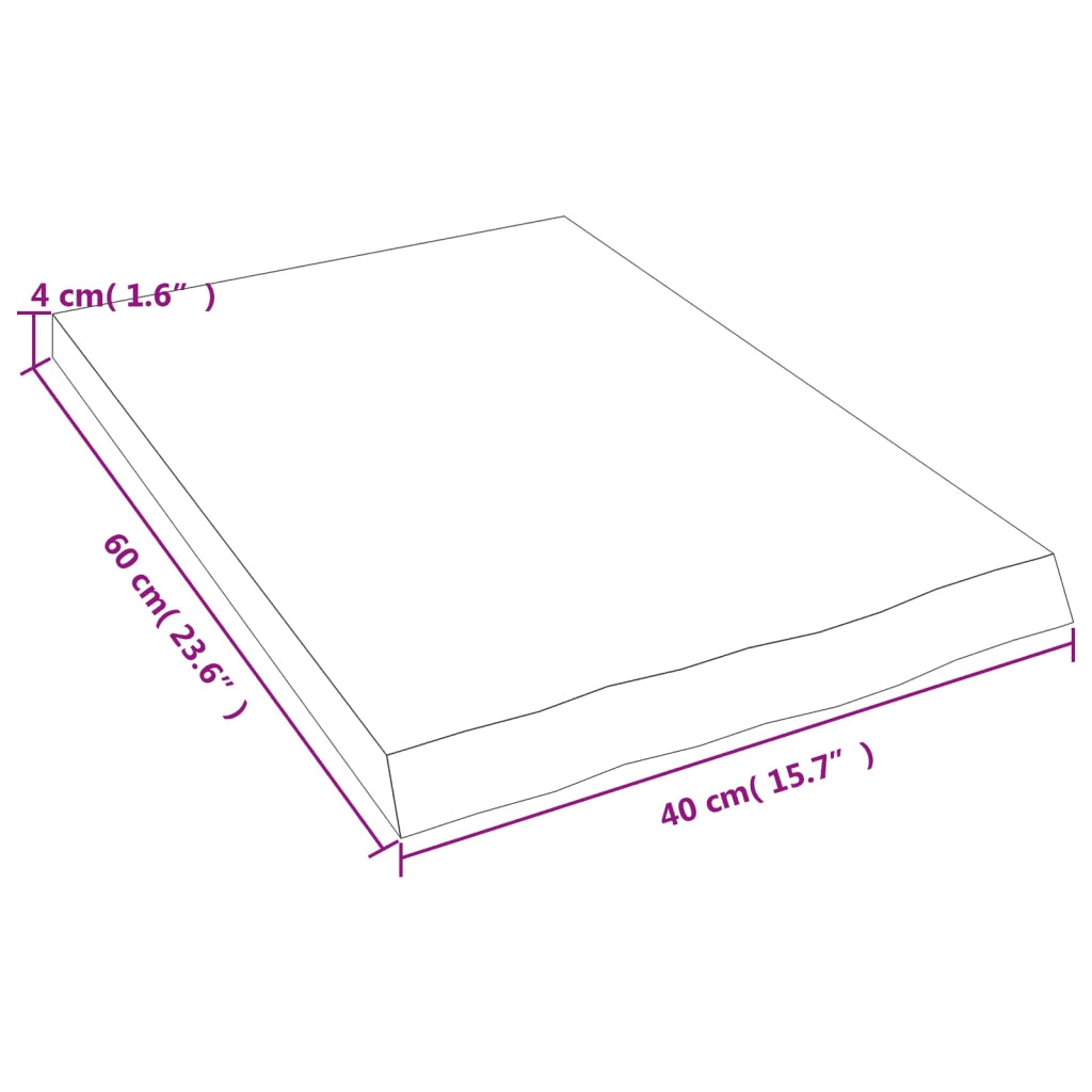 Piano Bagno Marrone Scuro 40x60x(2-4)cm Legno Massello Trattato 3156195