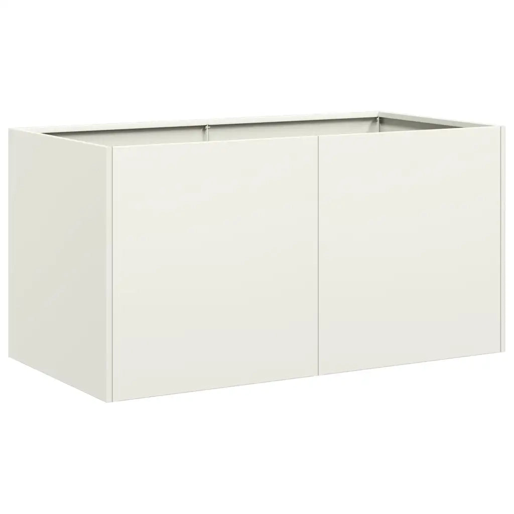 Fioriera | Cassetta per fiori | Vaso Bianca 80x40x40 cm in Acciaio Laminato a Freddo