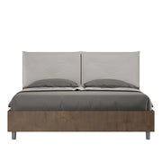 BS COM Letto matrimoniale contenitore 160x200 Noce cuscini similpelle tortora