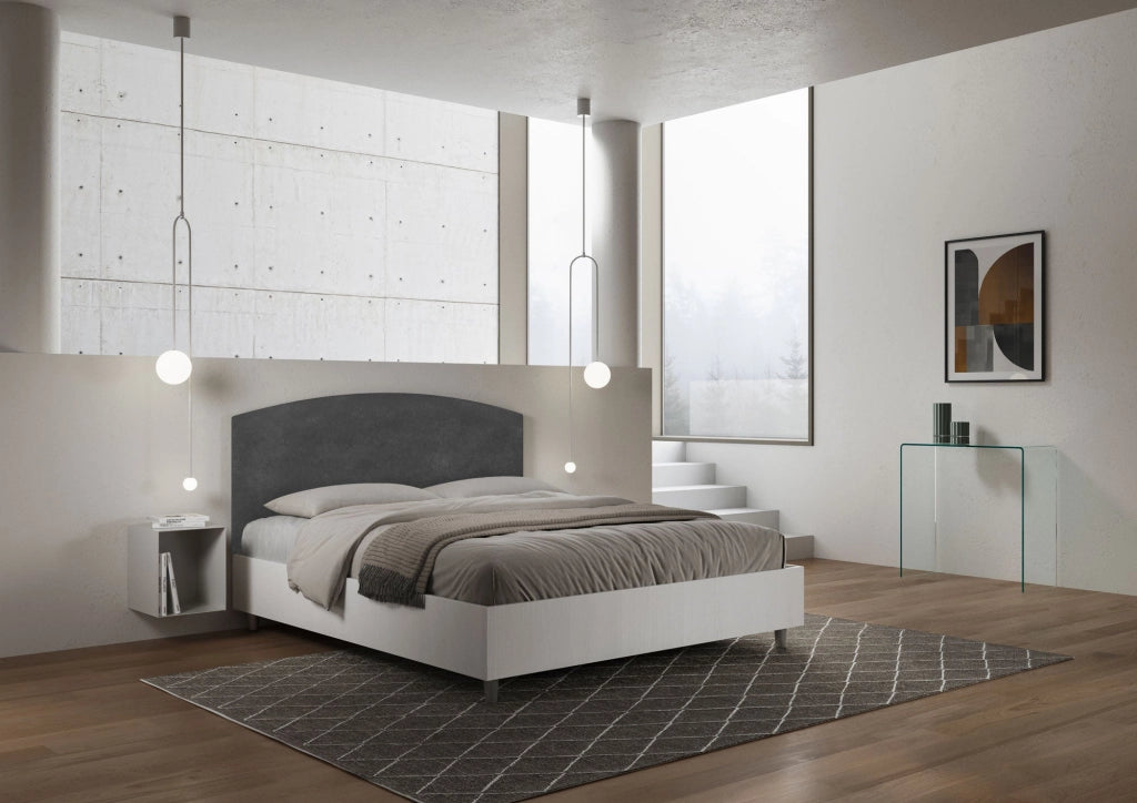 Letto Matrimoniale 160x190 cm con Rete Antilia Grigio